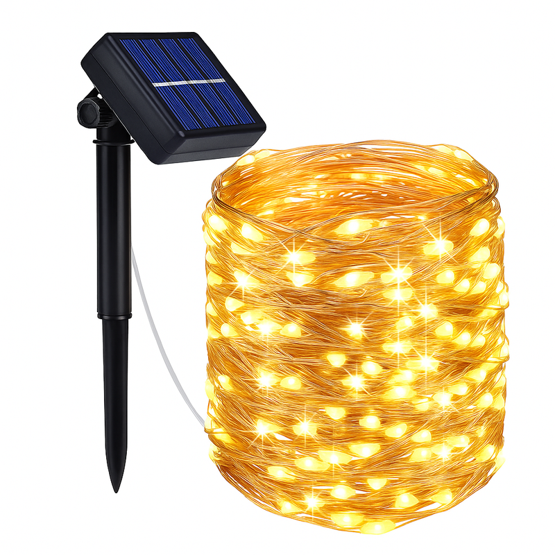 Corda de Luzes Solares LED 22m com 200 LEDs – Iluminação Decorativa à Prova d’Água para Jardim, Varanda e Natal