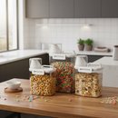 Pote Hermético Multiuso com Copo Medidor e Bico Dosador — Armazenamento Prático para Cozinha e Lavanderia