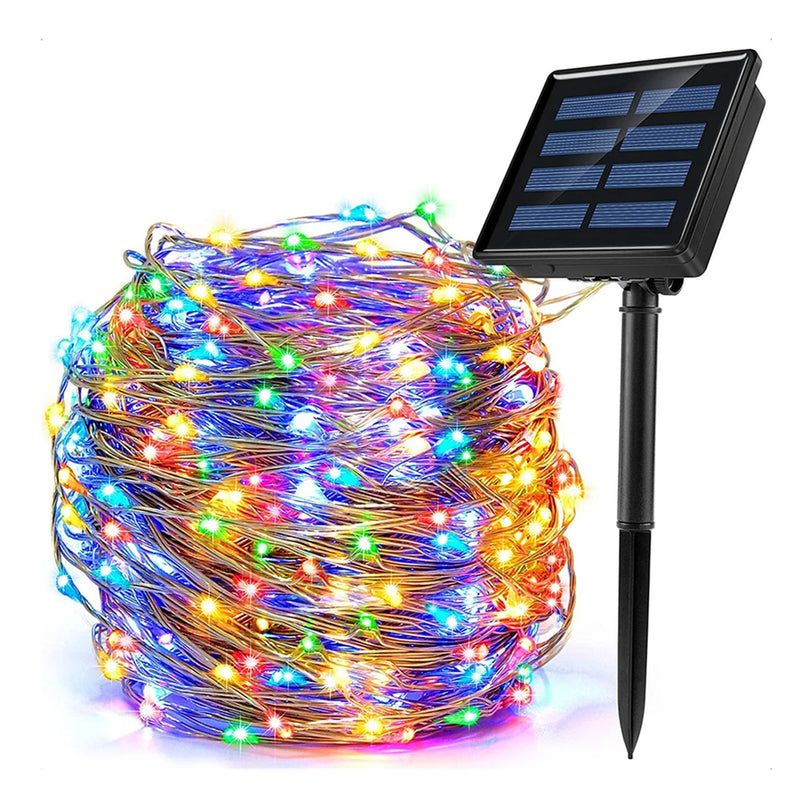 Corda de Luzes Solares LED 22m com 200 LEDs – Iluminação Decorativa à Prova d’Água para Jardim, Varanda e Natal