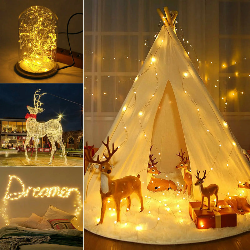 Corda de Luzes Solares LED 22m com 200 LEDs – Iluminação Decorativa à Prova d’Água para Jardim, Varanda e Natal