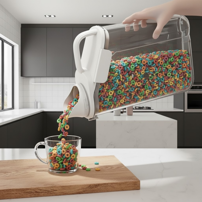 Pote Hermético Multiuso com Copo Medidor e Bico Dosador — Armazenamento Prático para Cozinha e Lavanderia